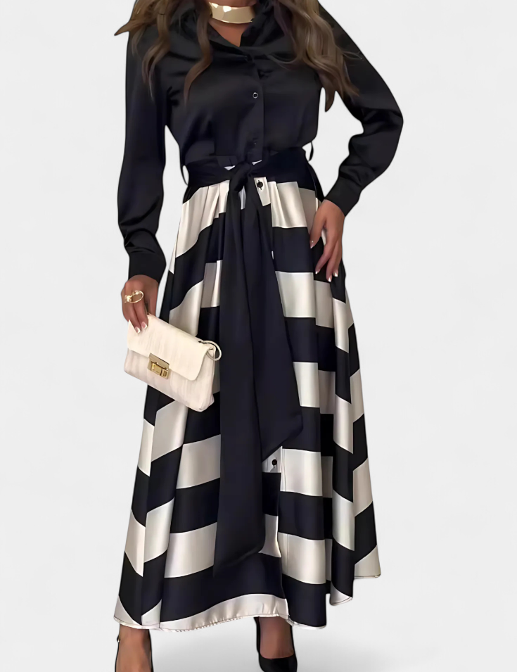 Nessia | Vestido Camisero Elegante de Rayas