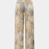 Inna Pantalones Rectos de Cintura Alta con Estampado de Mármol
