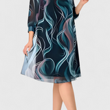 Almira Vestido de Gasa con Estampado Ocean Whirl y Corte Fluido