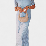 Balbina Vestido de Dos Piezas con Cuello Barco y Detalles Huecos