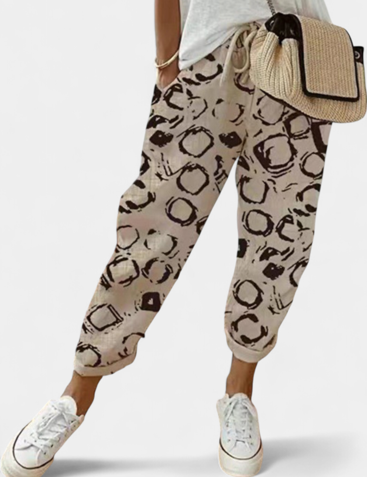 Mely Pantalones de Lino de Corte Relajado y Estilo Atemporal