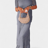 Balbina Vestido de Dos Piezas con Cuello Barco y Detalles Huecos