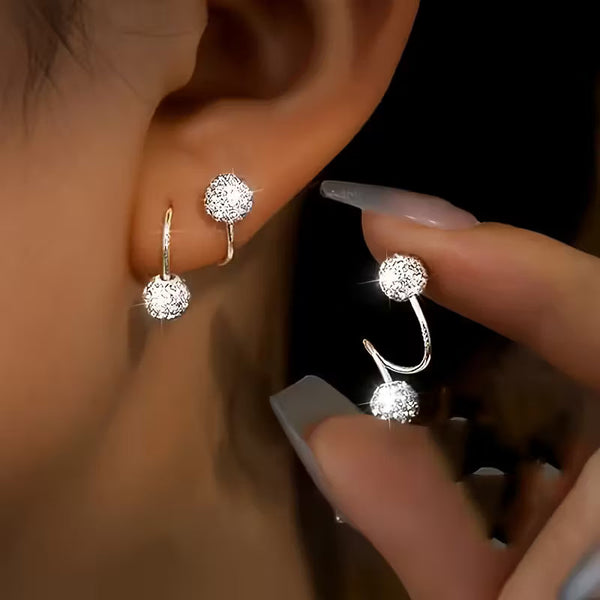 Conjunto de Pendientes Ligeros de Lujo con Esferas Espirales y Strass