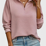 Helene | Jersey de Cuello en V con Cremallera y Manga Larga