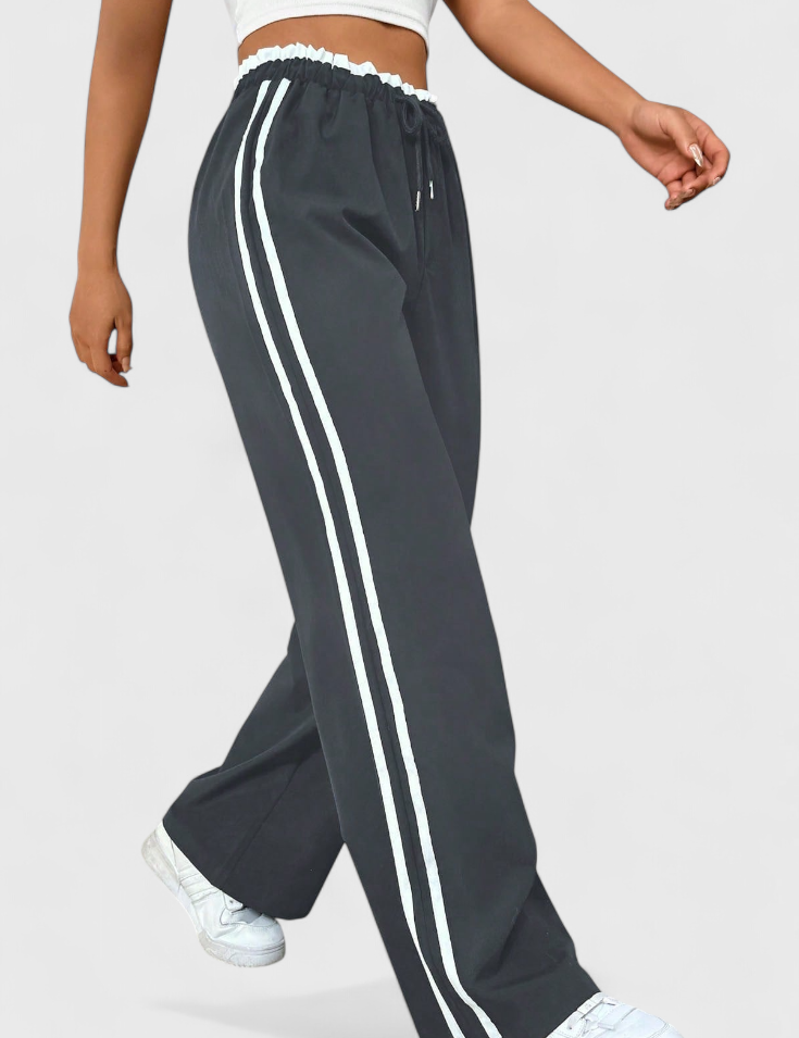 Alanys Pantalón Deportivo de Pierna Ancha con Detalle Lateral