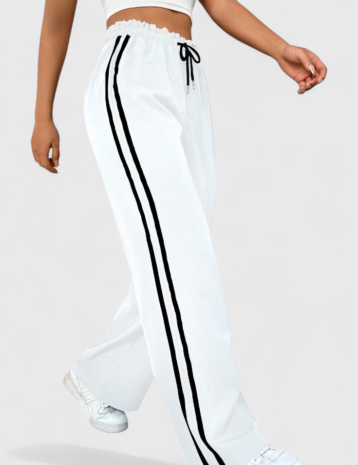 Alanys Pantalón Deportivo de Pierna Ancha con Detalle Lateral