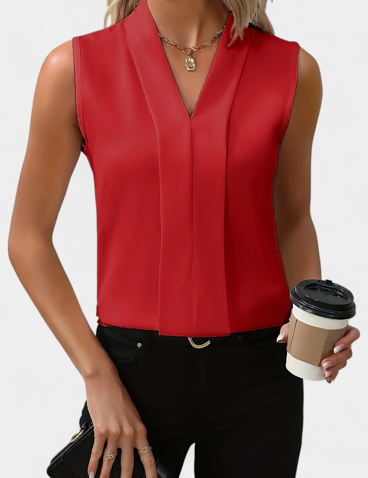 Nele | Blusa Sin Mangas con Escote en V y Corte Fluido