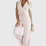 Montserrat Mono Elegante sin Mangas con Lazo y Caída Fluida