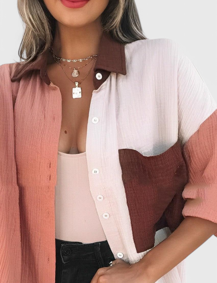 Juniper | Blusa de Botones en Bloque de Color