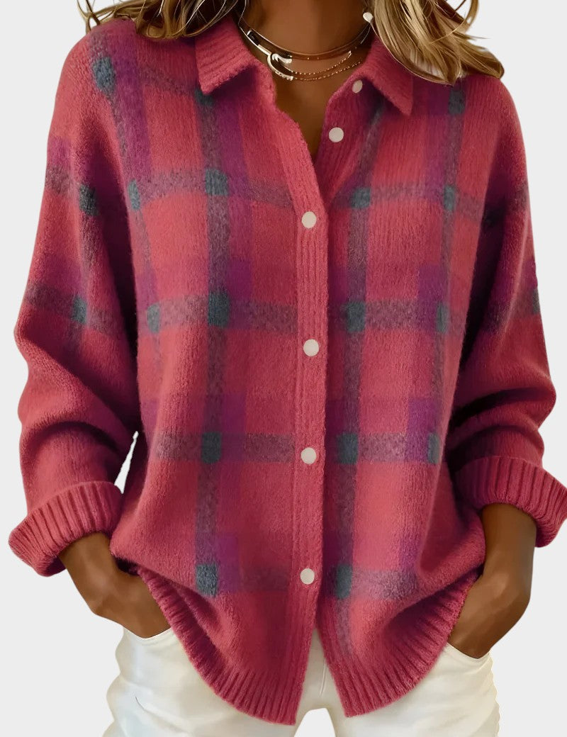 Mara | Cárdigan de punto a cuadros con tacto suave