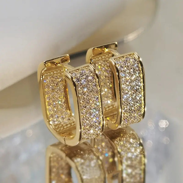 Pendientes de Aro de Cristal de Lujo