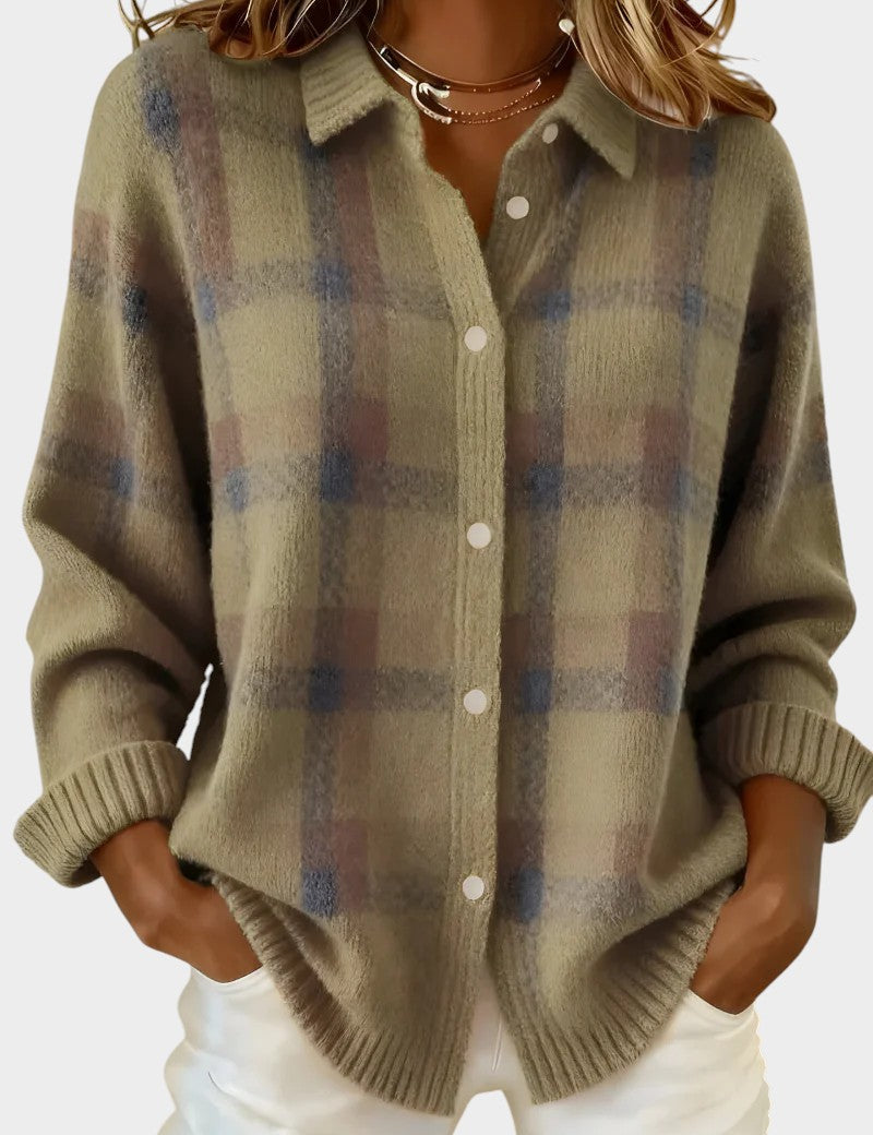 Mara | Cárdigan de punto a cuadros con tacto suave