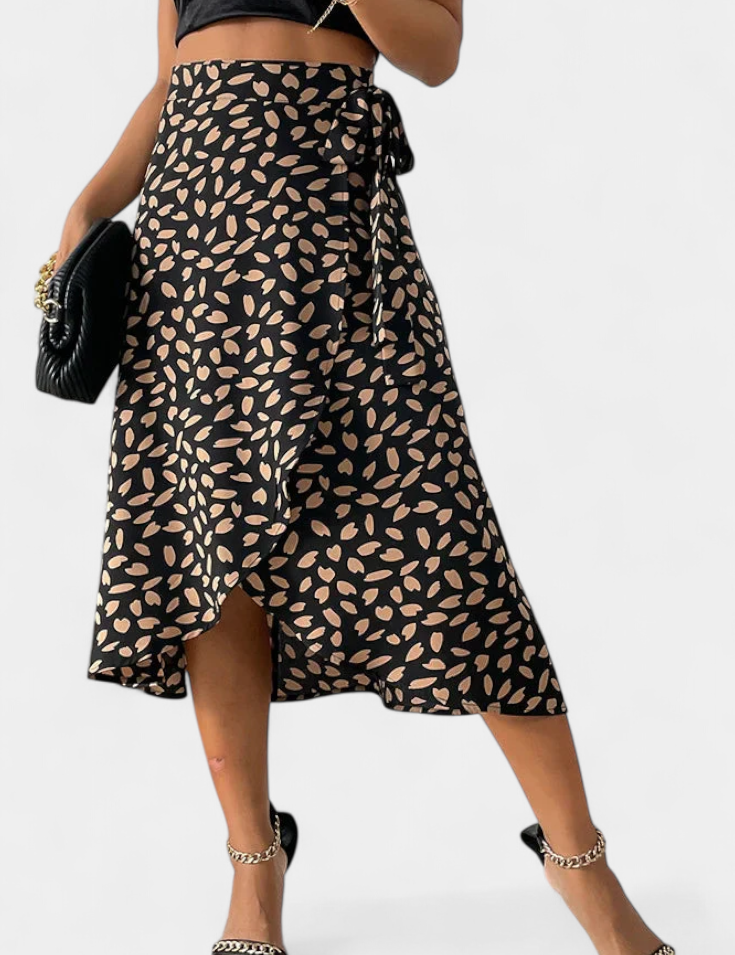 Camila Falda Envolvente Boho con Estampado Asimétrico