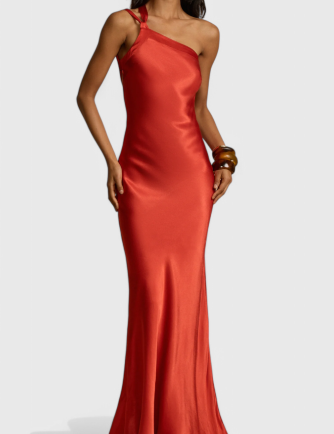 Lucra Vestido Maxi con Tirantes Diagonales y Espalda Descubierta