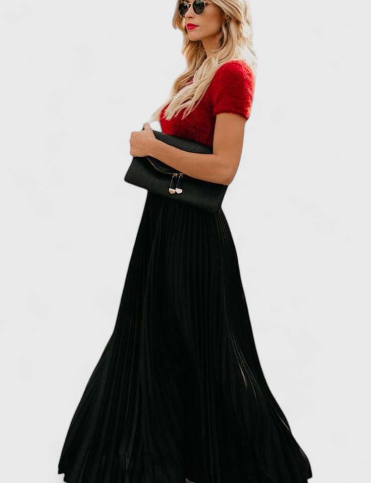 Mila Falda Larga Plisada de Talle Alto