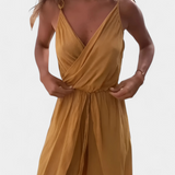 Donatila Mono de Algodón Lavado con Aberturas Laterales y Escote Cruzado