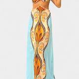Sytella Vestido Cut-Out con Estampado Abstracto y Espalda Descubierta