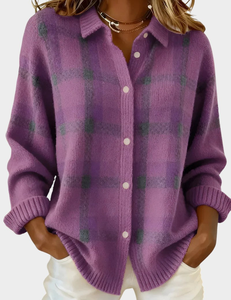 Mara | Cárdigan de punto a cuadros con tacto suave