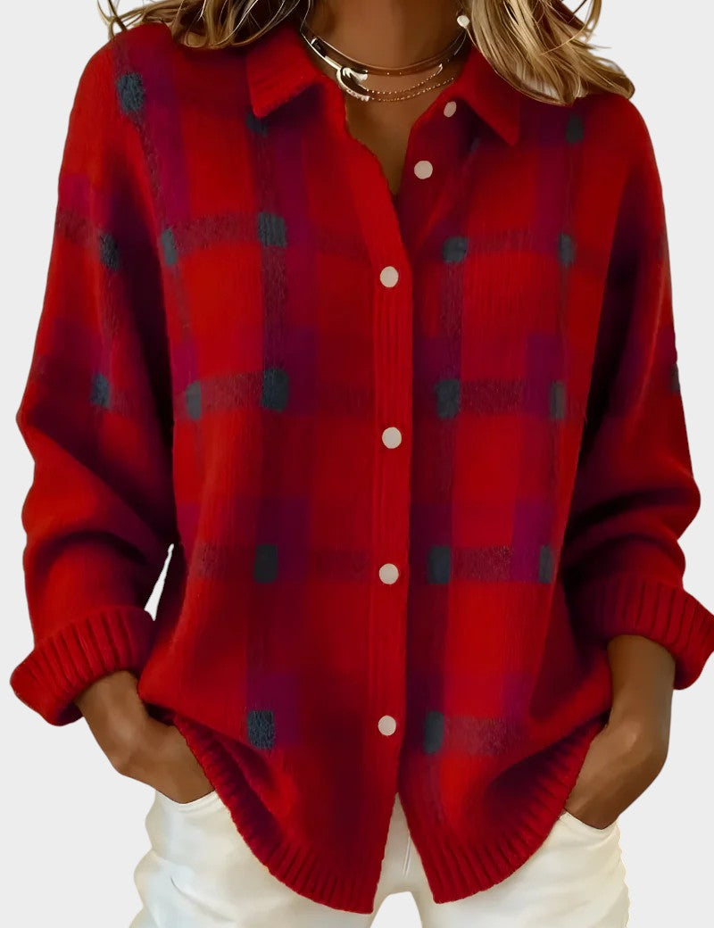 Mara | Cárdigan de punto a cuadros con tacto suave