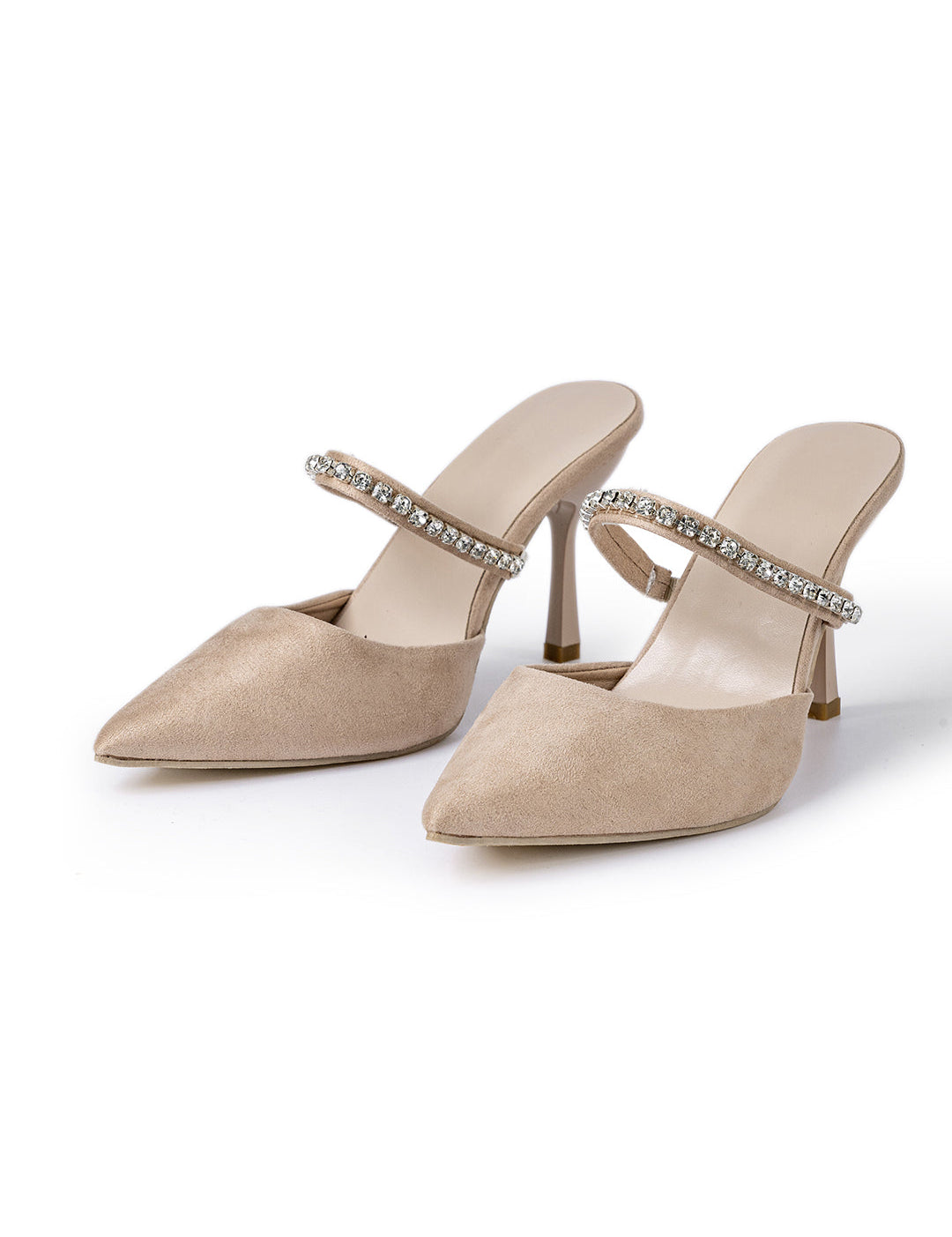 Sandalias de tacón alto con punta afilada adornadas con strass