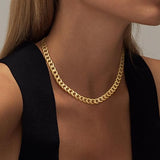 Collar Cubano con Eslabones Gruesos en Oro