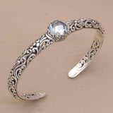 Pulsera vintage en plata abierta con circonitas