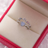 Anillo Ajustable en Piedra Azul con Circonita en Plata de Ley