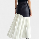 Noelle Falda Maxi Asimétrica de Chifón y Cuero Sintético