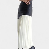 Noelle Falda Maxi Asimétrica de Chifón y Cuero Sintético