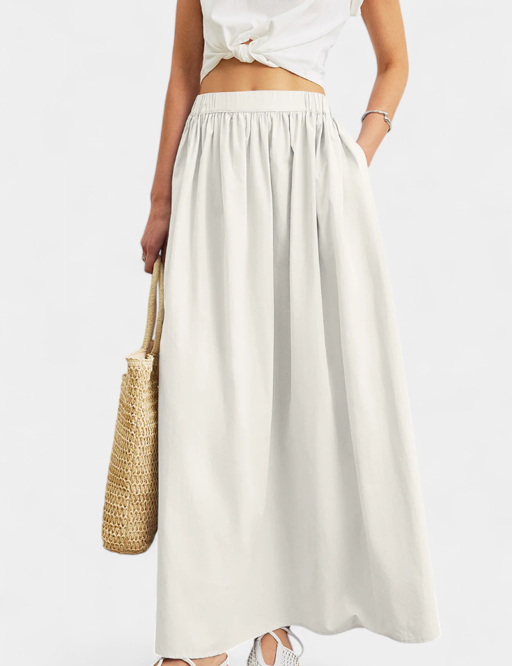 Yora Falda A-Line de Algodón con Cintura Elástica y Bolsillos