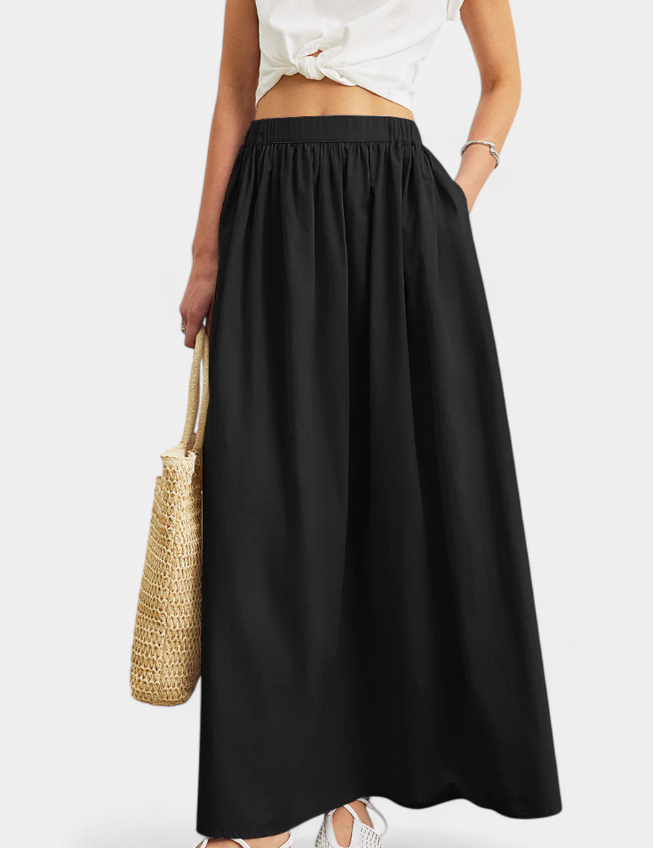 Yora Falda A-Line de Algodón con Cintura Elástica y Bolsillos