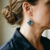 Pendientes de Cristal Azul en Oro y Plata