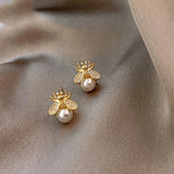 Pendientes de perlas y circonitas en oro