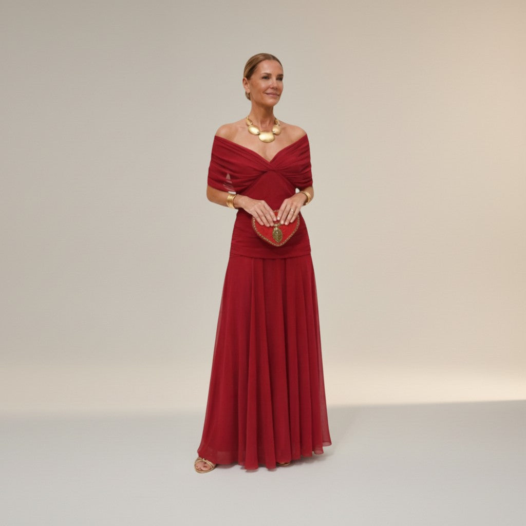 Velora - Vestido Floral Largo con Escote en V