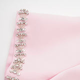 Linda Vestido Midi Acampanado con Lazo de Cristal y Detalles Elegantes