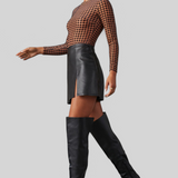 Bella Botas Negras por Encima de la Rodilla con Tacón Ancho