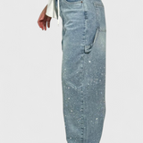 Dariya Jeans Cargo Balloon con Brillo y Aplicaciones de Pedrería