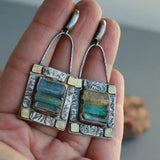 Pendientes "Antiguos" con Cristales Azules y Verdes