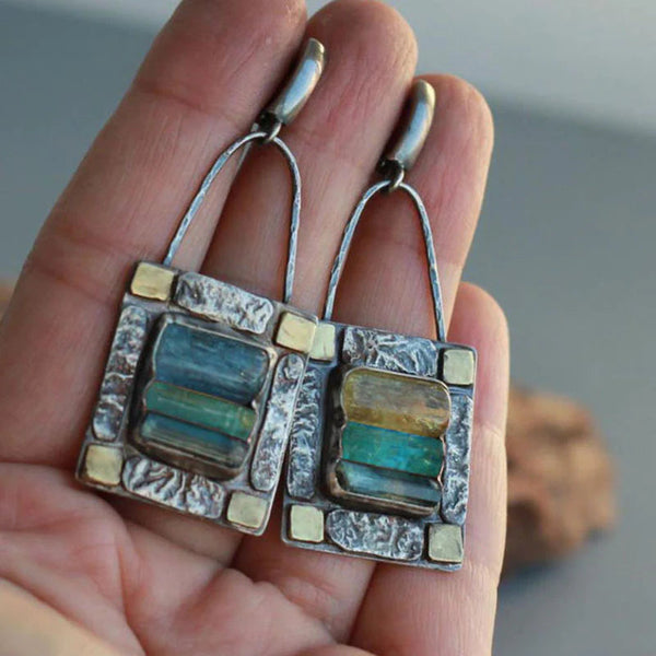 Pendientes "Antiguos" con Cristales Azules y Verdes