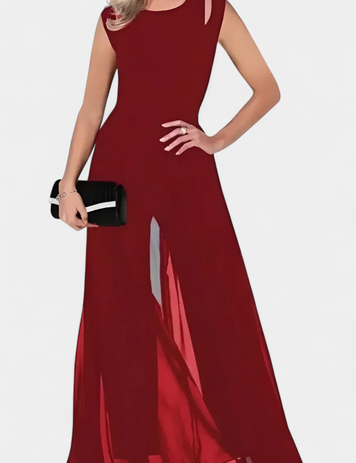 Nadia Mono Elegante sin Mangas con Transparencia Frontal