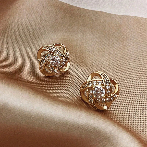 Pendientes con Esferas de Circonita en Oro