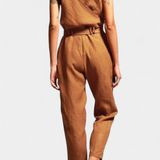 Maggie Mono Sin Mangas con Escote en V y Cintura Cruzada en Algodón