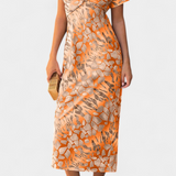 Triana Vestido con Estampado Abstracto y Escote en V