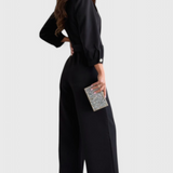 Ariane Mono de Pierna Ancha con Escote en V y Cintura con Lazo