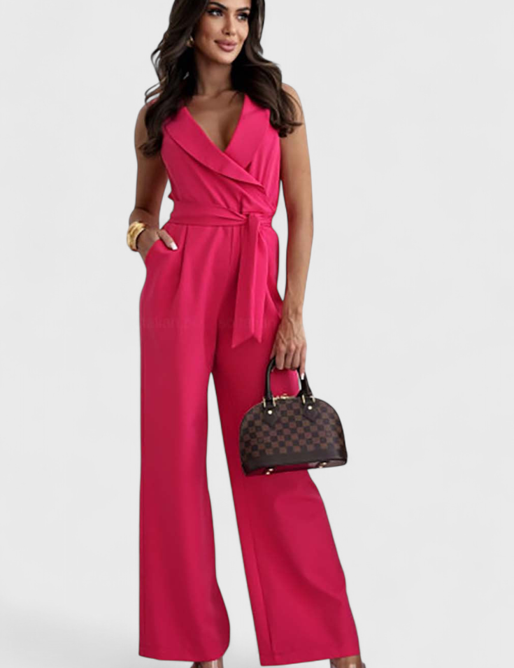 Montserrat Mono Elegante sin Mangas con Lazo y Caída Fluida