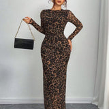 Natalia | Vestido Maxi Bodycon de Manga Larga Impreso y Cómodo