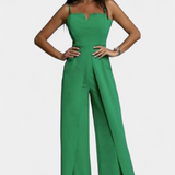 Prescillia Mono con Tirantes de Espagueti y Pierna con Abertura