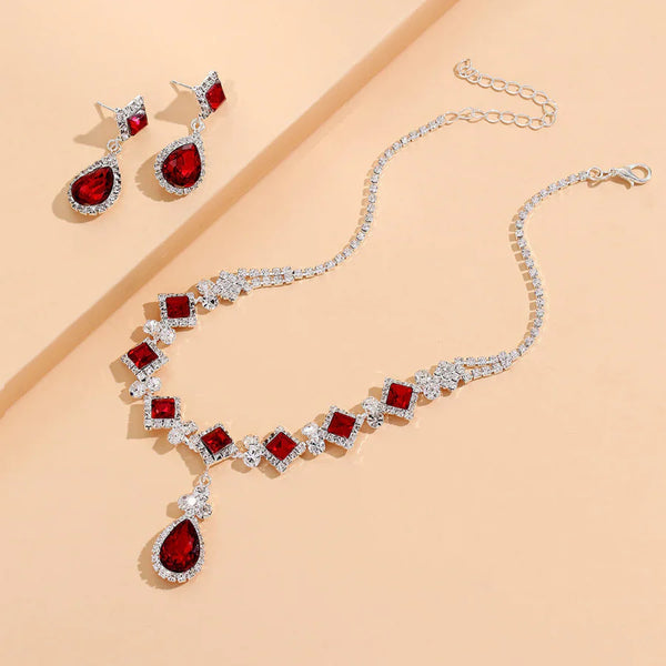 Conjunto Gota Roja – Choker y Pendientes Colgantes