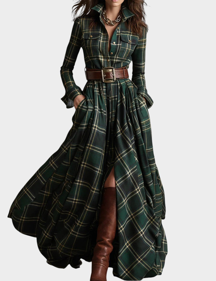 Beatriz™ ❘ Vestido largo de cuadros