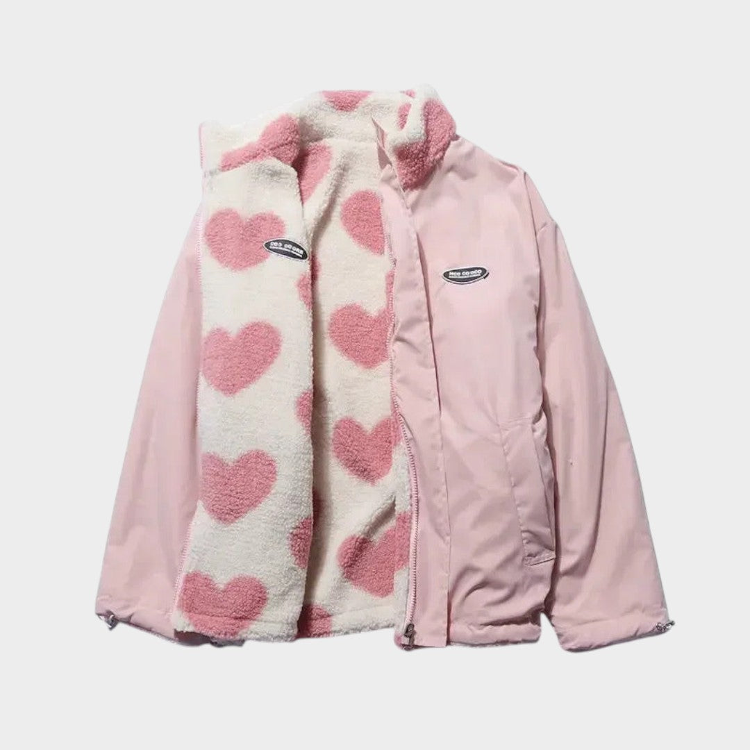 Dianne™ | Chaqueta reversible con estampado de corazones y diseño cómodo